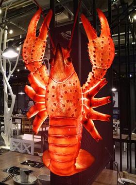 仿真螃蟹玻璃钢发光雕塑花蟹商场软装门头装饰小龙虾餐厅招牌摆件