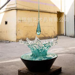 透明雕塑摆件轻奢酒店玄关客厅电视柜现代艺术树脂装 饰品创意抽象