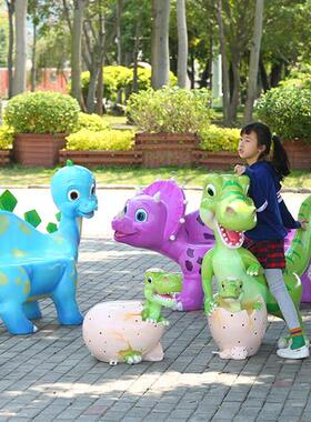 幼儿园商场卡通兔子玻璃钢动物坐凳子景区座椅恐龙水果雕塑大摆件