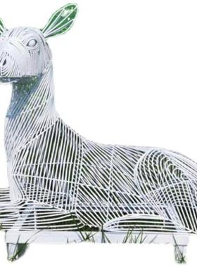 不锈钢镂空小鹿雕塑定制户外园林景观发光招财小鹿编制鹿落地摆件