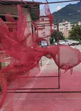 不锈钢金属网立体金鱼空中悬挂软装吊饰防撞雕塑酒店大堂会所展厅