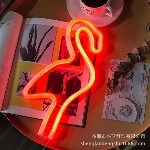 新款ins霓虹灯红唇爱心火烈鸟装饰灯星星灯led彩灯圣诞装饰灯