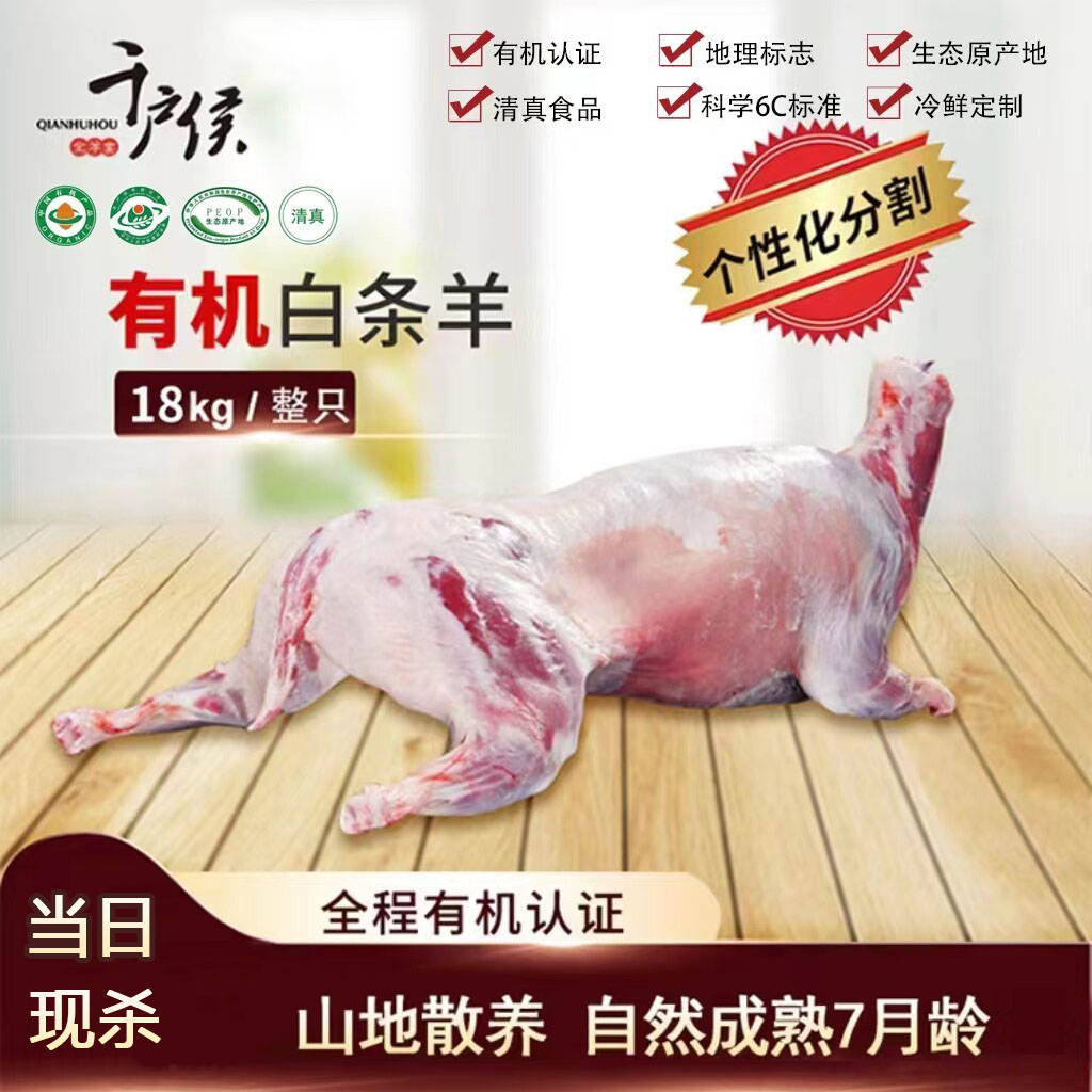 千户侯右玉有机羊肉新鲜白条烤全羊整只烧烤食材清真36斤