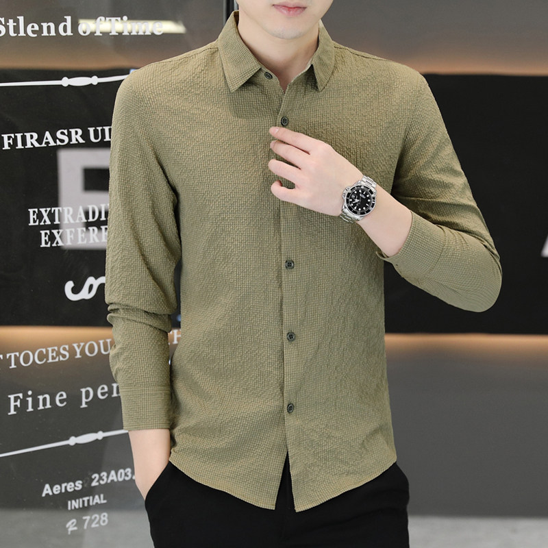 长袖衬衫男士2025新款夏季冰丝超薄款泡泡纱衬衣夏天遮阳防晒衣服