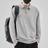 .春秋新款 青年宽松有领子上衣轻商务T恤 翻领保罗POLO衫 男士 长袖