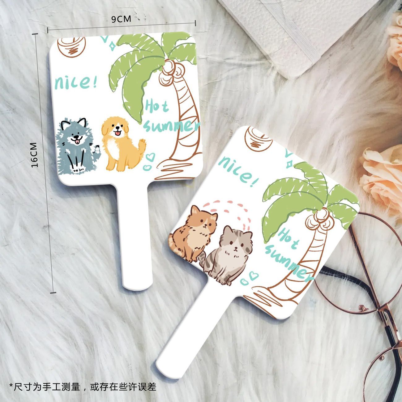卡通椰树小猫小狗便携补