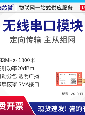 集芯微433MHz无线串口传输模块100mW高速数传透明广播Si4438方案