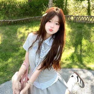 小个子气质夏日漂亮小套装 学院风polo领连衣裙女夏2025年新款 裙子