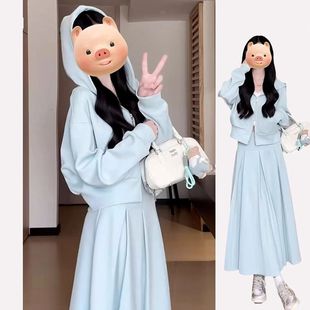 春秋穿搭配一整小香韩系风套装 长裙 卫衣连衣裙子女秋冬款 2024新款