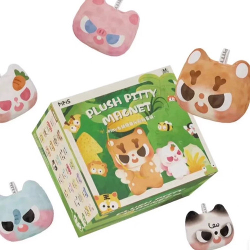 【拆盒】pitty2代毛绒萌兽头猫猫头冰箱贴盲袋盲盒