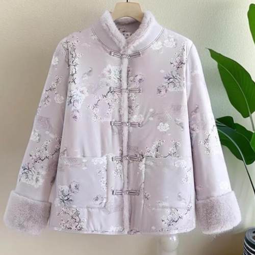 新中式复古盘扣棉服古风冬季新款妈妈装加绒加厚国风棉衣立领外套