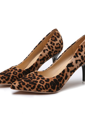 Leopard women high heels shoes big size 35-44豹纹女大码单鞋