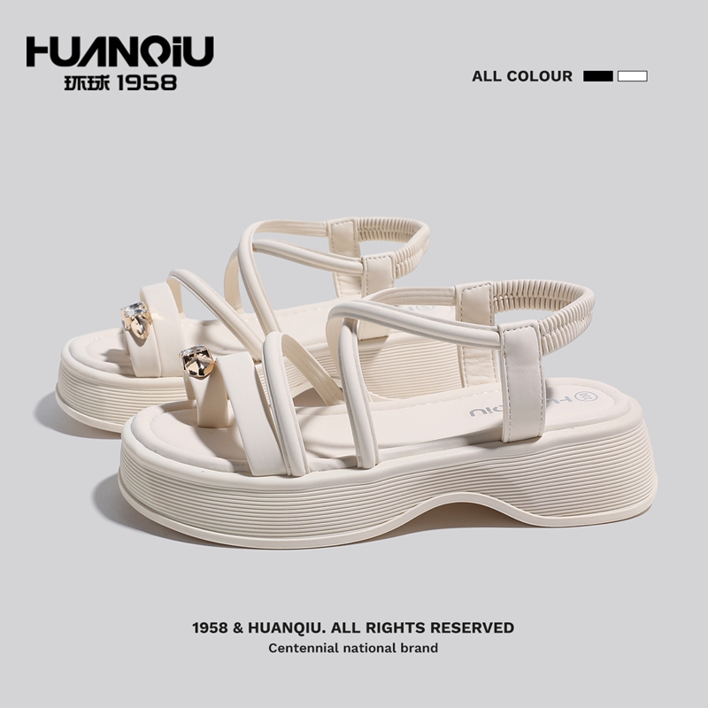 环球凉鞋女百搭帆布鞋厚底小白鞋女鞋子增高跑步运动鞋老爹鞋潮流