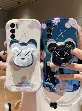 XX暴力熊适用荣耀100手机壳honor90情侣x50小蛮腰荣耀x40软nova11女款防摔x30套支架p50pro挂绳mate40/30