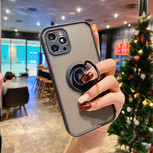 适用苹果14promax手机壳带指环支架一体iPhone15Pro肤感磨砂13硅胶边17全包防摔12保护套xs车载磁吸16p男女