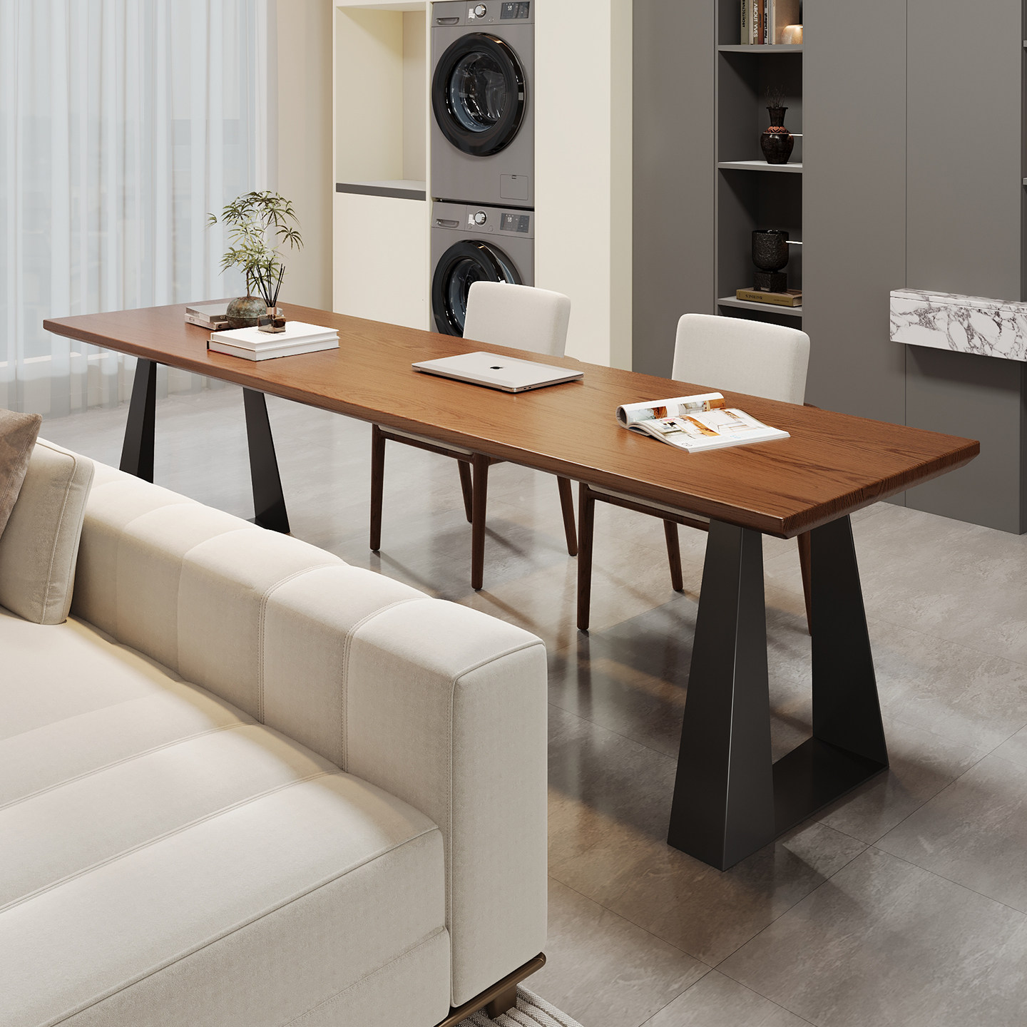 实木书桌家用客厅意式极简横厅沙发后大板长条桌双人学习桌办公桌,住宅家具,书桌,淘宝优惠券,粉丝福利购,淘宝优惠卷