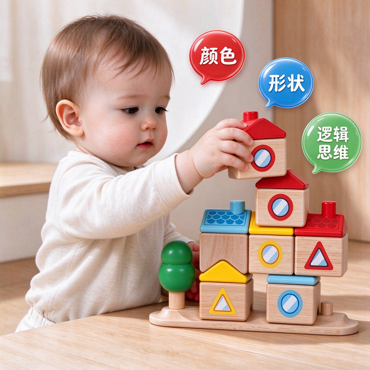 早教创意叠叠乐堆房子积木