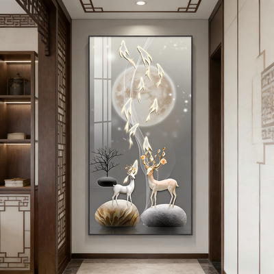 九鱼图入户玄关装饰画现代高级感