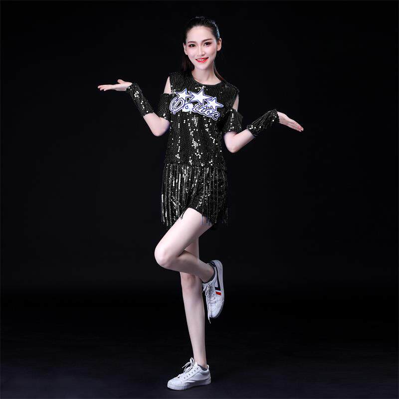 特惠广场舞服装女成人套装2018新款亮片裙跳舞爵士啦啦队现代舞演