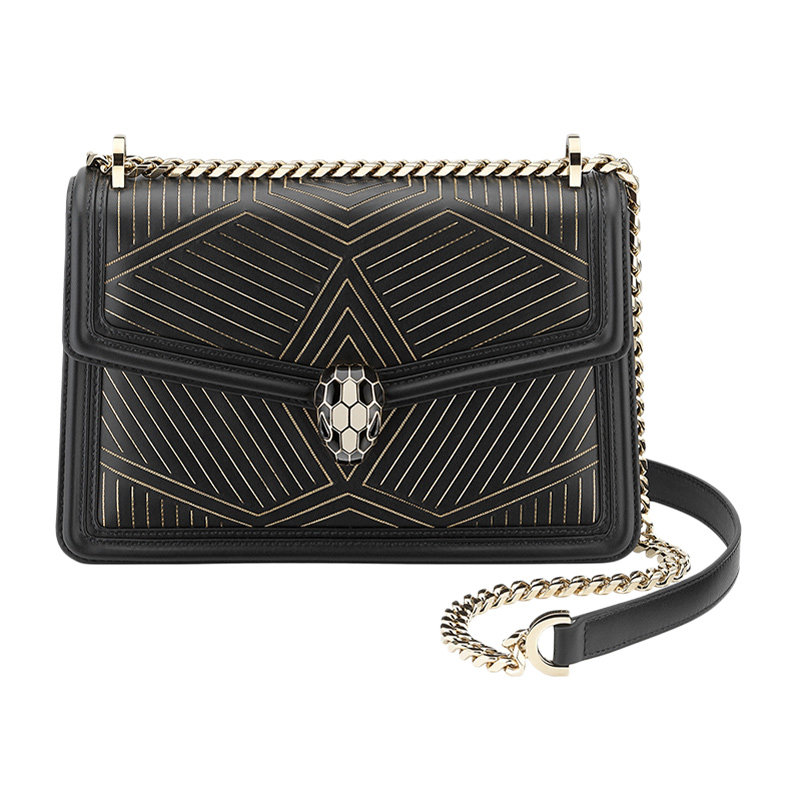 BVLGARI宝格丽女包黑色小牛皮单肩包斜挎包链条包288983