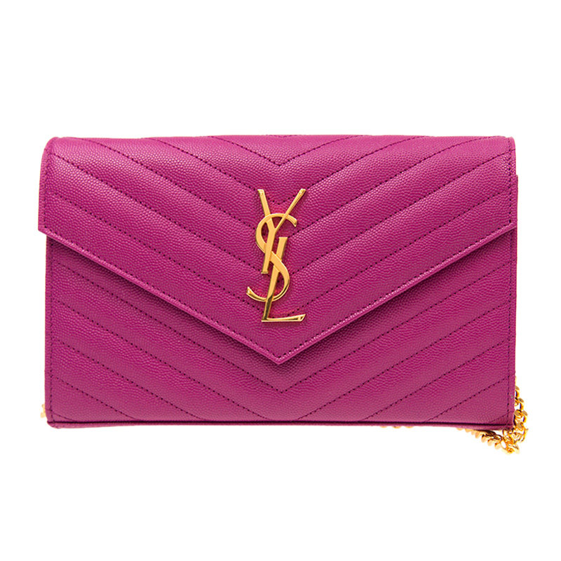 YSL 圣罗兰 链条logo紫色牛皮单肩包 377828-BOW01-5553
