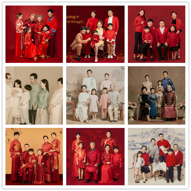 全家福摄影服装 一家六口 亲子装影楼拍照套装2020中国风民国服饰