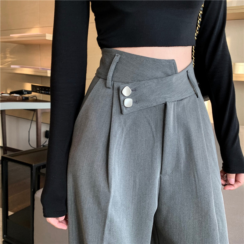 EARLY SPRING 2024 NEW DESIGN SENSE DRAPE MOP PANTS HIGH WAIST LOOSE THIN STRAIGHT PANTS CIC TEMPERAMENT PANTS WOMEN