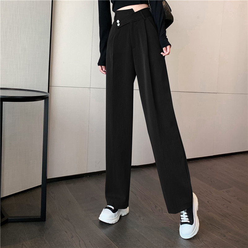 EARLY SPRING 2024 NEW DESIGN SENSE DRAPE MOP PANTS HIGH WAIST LOOSE THIN STRAIGHT PANTS CIC TEMPERAMENT PANTS WOMEN