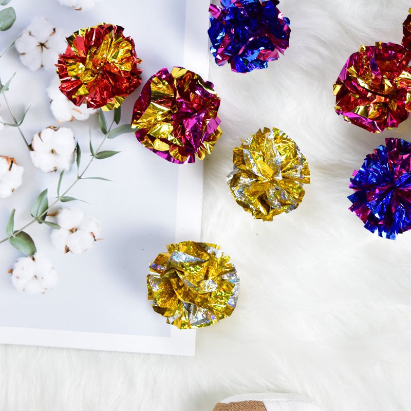 猫咪玩具响纸球彩色猫抓球逗猫互动响纸球玩具5cm猫咪逗猫玩具球