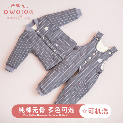婴儿纯棉花加厚手工棉衣套装冬季