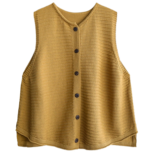 春秋大码开衫马甲背心女秋冬季新款毛衣坎肩棉线针织马夹上衣外套