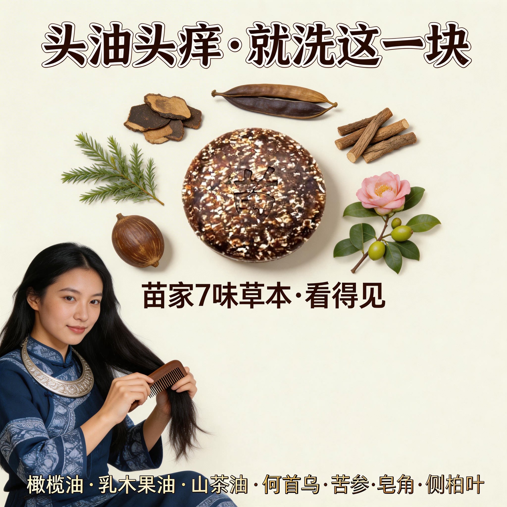 何首乌洗头洗发皂侧柏叶皂角