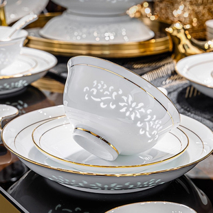 2025新款玲珑瓷餐具健康釉下彩高端送礼景德镇碗盘碟套装家用奢华