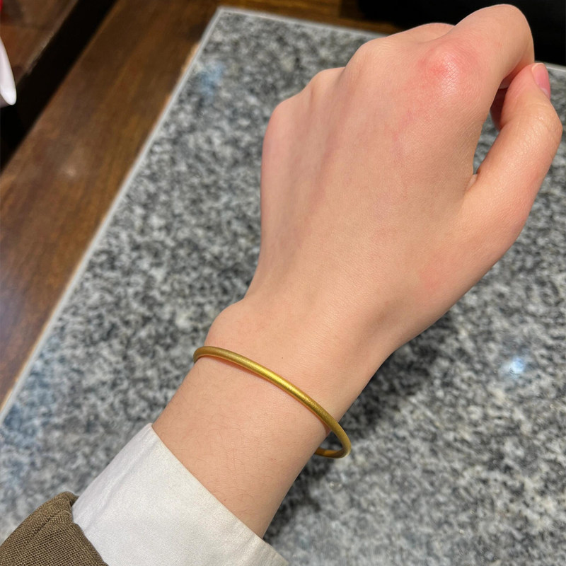 极细实心~越南沙金手镯女古法素圈镯子999彷真黄金简约百搭首饰
