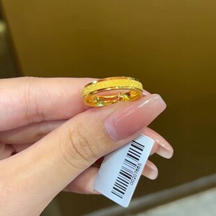 5g镀金砂金古法传承石膏磨砂男女戒指情侣戒指素色戒指结婚戒指