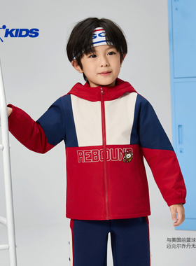 乔丹儿童风衣加绒男童连帽小童摇粒2026春季短款外套TDAFDC261101