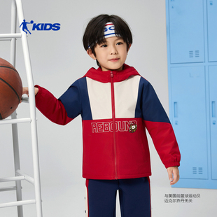 乔丹儿童风衣加绒男童连帽小童摇粒2026春季短款外套TDAFDC261101