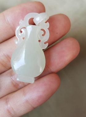 玉石新疆和田白玉花瓶平安玉坠 玉质滋腻和田玉吊坠