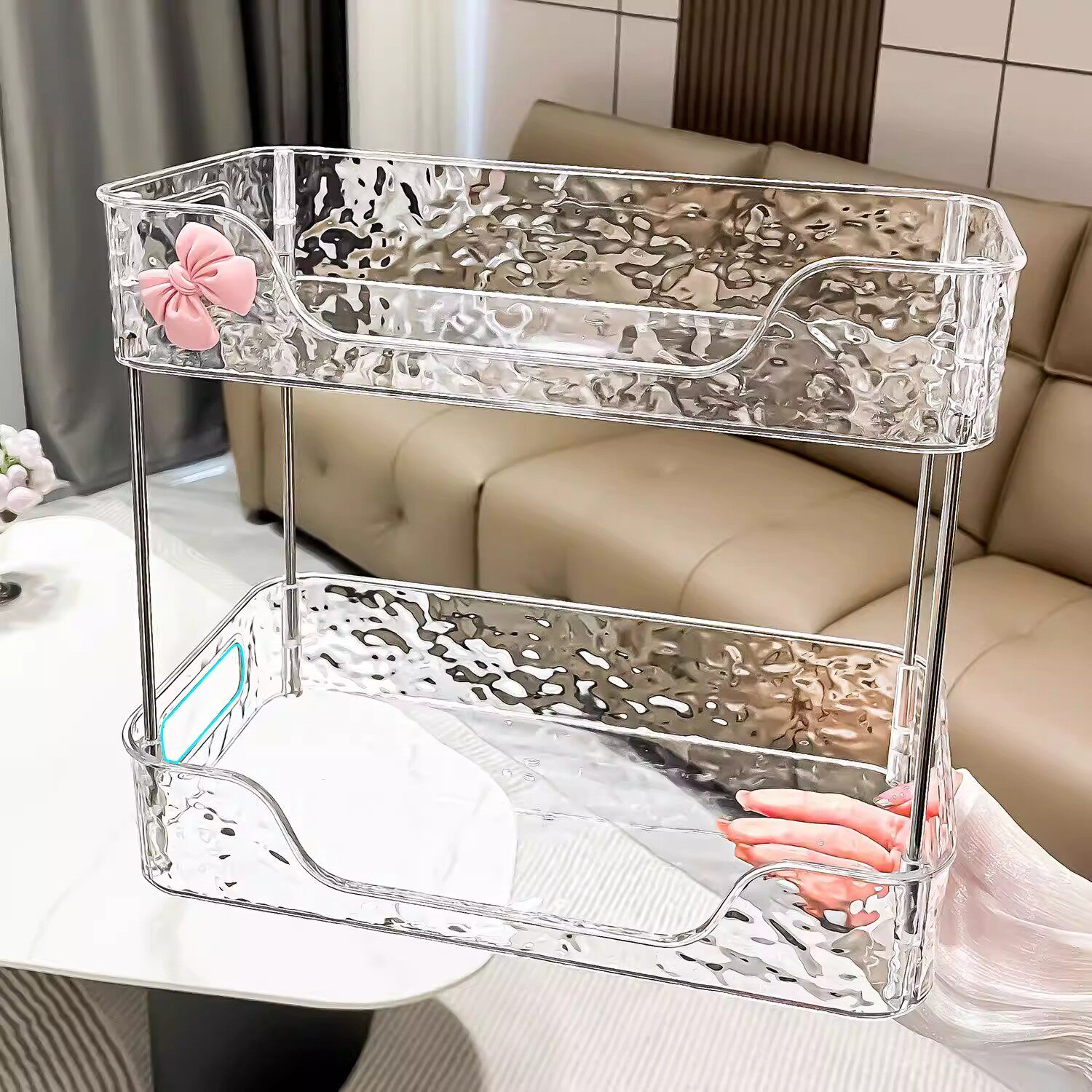 亚克力透明化妆品收纳盒卫生间梳妆台护肤品香水置物架桌面整理盒