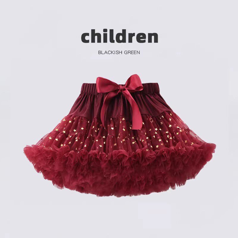 女童tutu裙秋冬季儿童红色公主裙女宝宝半身裙礼服洋气蓬蓬纱裙子