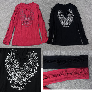 Y2K亚文化 T恤 字母印花绑带镂空多款 辣妹长袖 外贸尾货 式 贼舒服