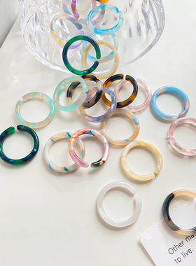 韩国彩色醋酸戒指女潮流配饰简约