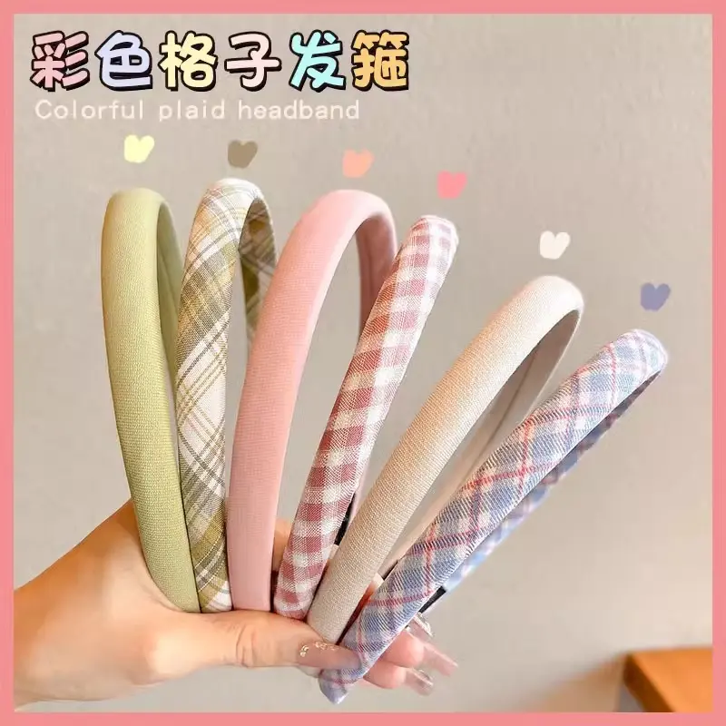 儿童细款彩色格子发箍可爱不勒头