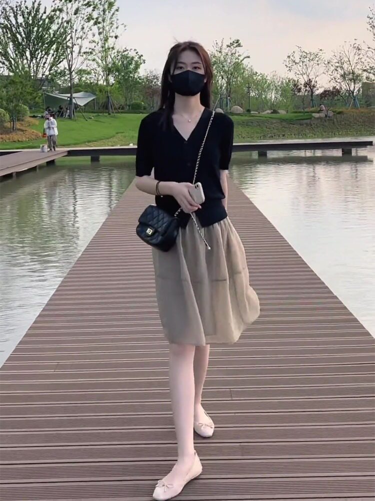 网纱半身裙女士春夏欧货高腰遮胯a字裙子小个子蓬蓬短裙欧根纱裙
