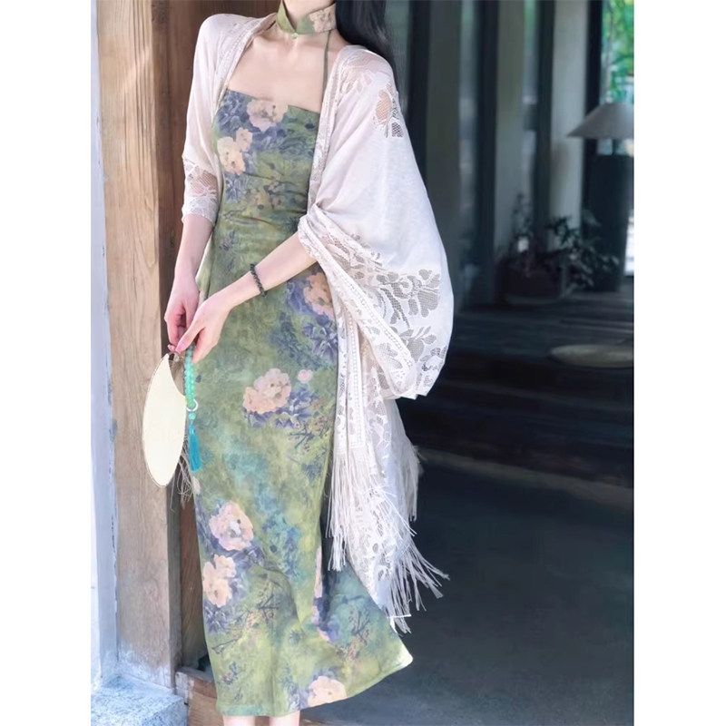 米白色复古蕾丝披肩女夏季欧货国风流苏长方形防晒外搭薄开衫上衣