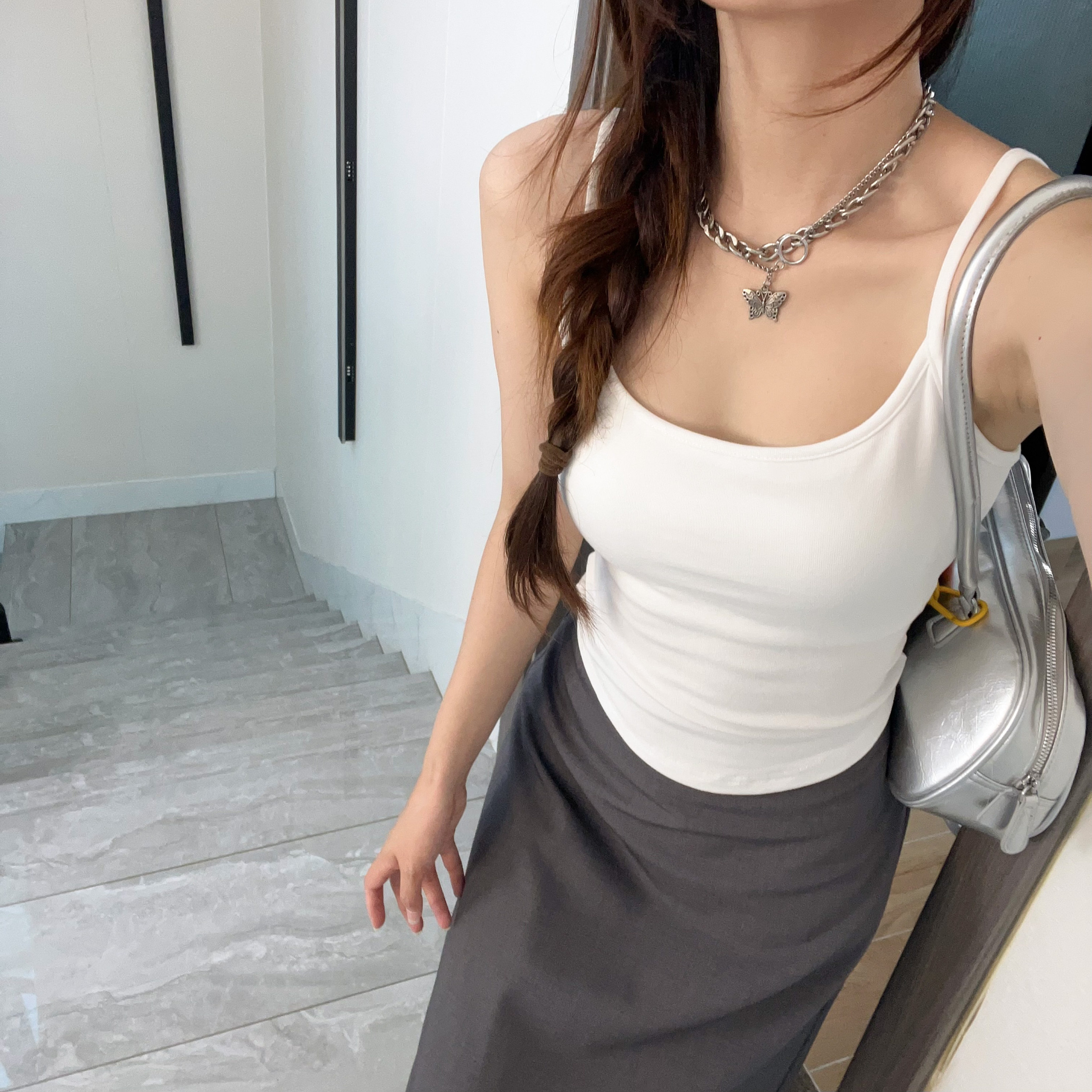 交叉百搭露背吊带背心女外穿带胸垫一体文胸显瘦修身打底内衣抹胸