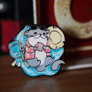 ff14同人周边宠物南方度假獭獭金属徽章最终幻想14