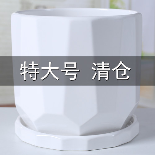 花盆陶瓷简约白色特大号特价创意绿萝吊兰室内阳台多肉植物花盆 - 封面