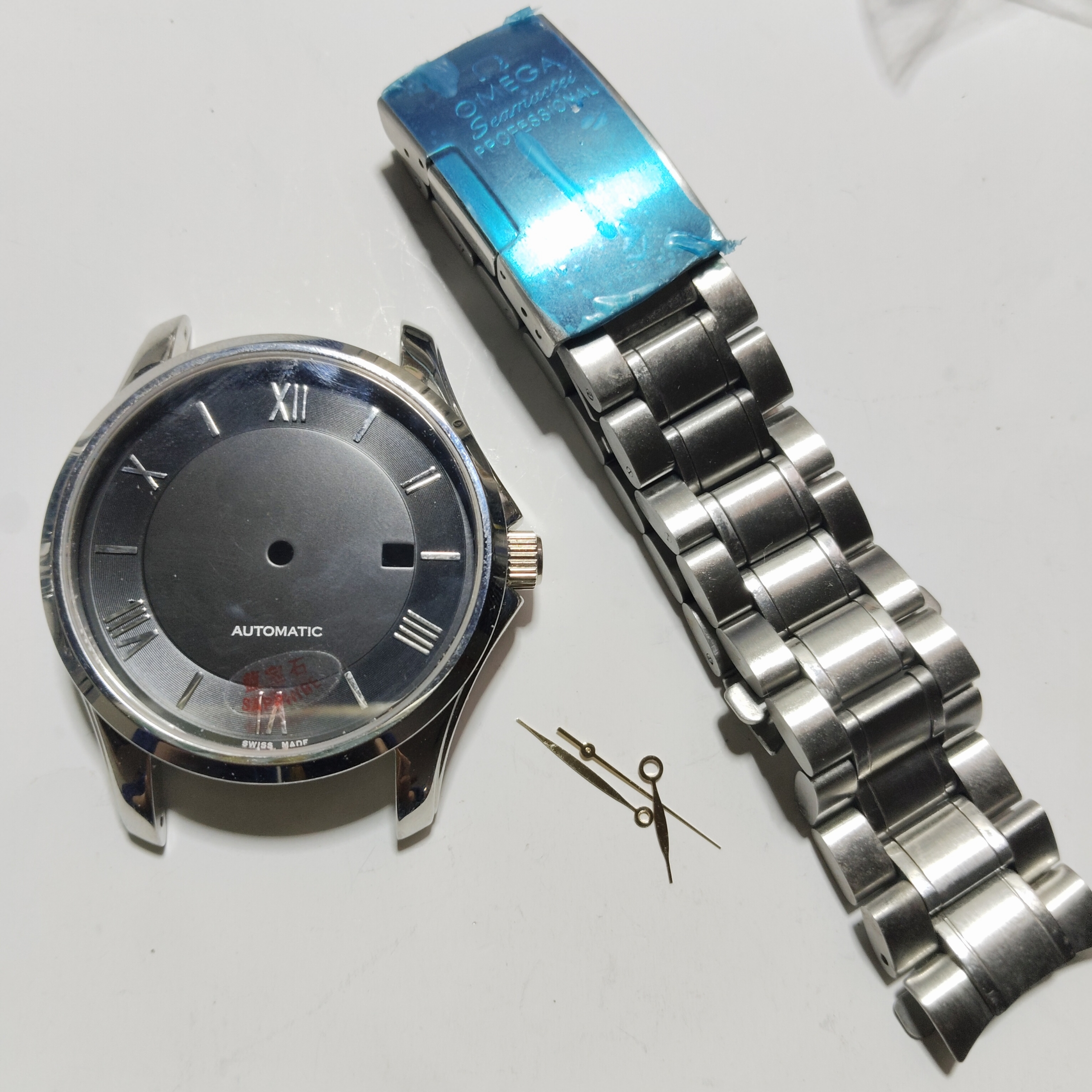 代欧经典谍飞钢壳2824 2836机40毫米表蓝宝玻璃双透表壳手表配件