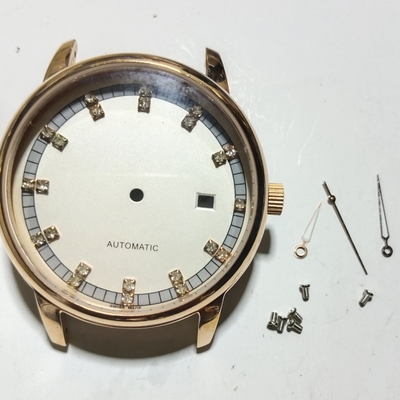 不锈钢表壳41毫米3点历玫瑰3层2824 2836钢壳男江压盖壳手表配件